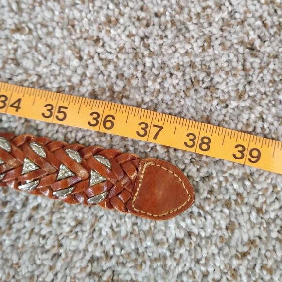 Braided leather belt with metal inserts Size 34 - Picture 9 of 13